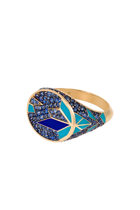 Fragments Pinky Ring, 18K Gold & Sapphire